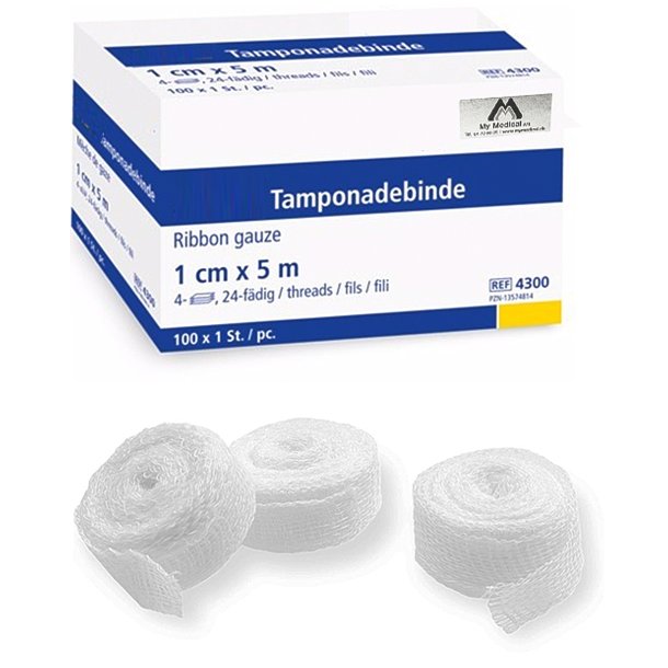 Tamponadebind, sterile 10 ruller 1 cm x 5 meter