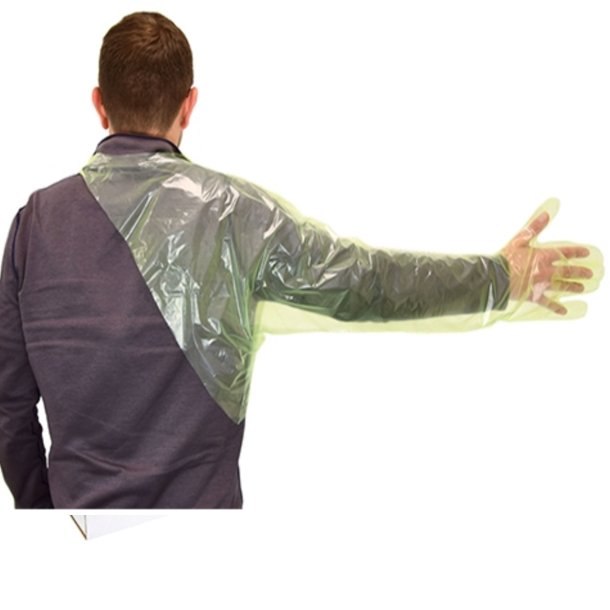 Veterinrhandske m. halskrave 120 cm