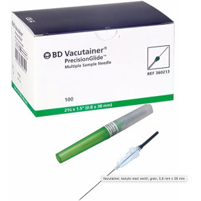 Vacutainer, kanyle med ventil, grn, 0,8 mm x 38 mm