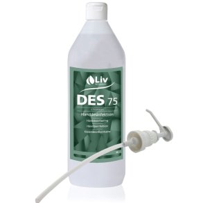 LIV -1 liters h�nddesinfektion 75% sprit incl.pumpe