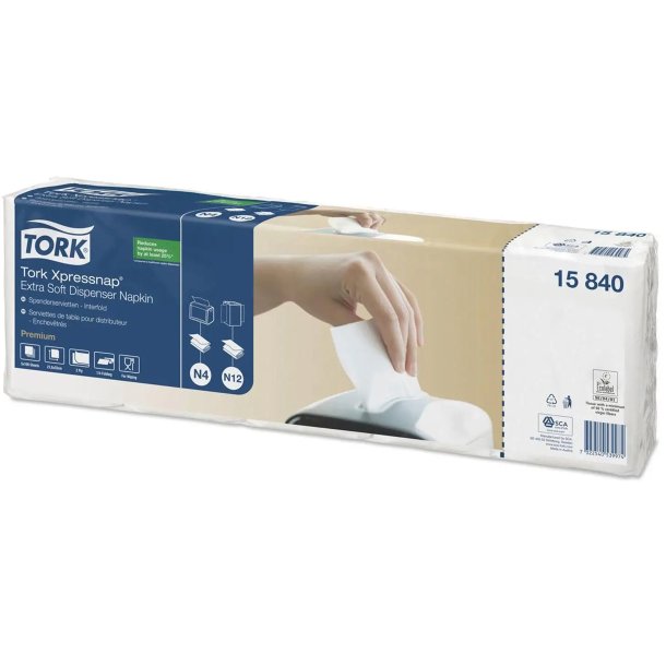 Tork Premium, Xpressnap Extra Soft Serviet, hvid, N4, interfold 500 stk